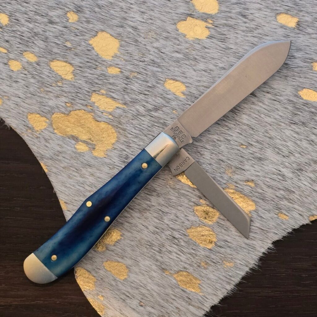 Great Eastern Cutlery #922225 Blue Camel Bone SFO FOR TSA KNIVES 1 OF 19 Oval Shield knife for sale