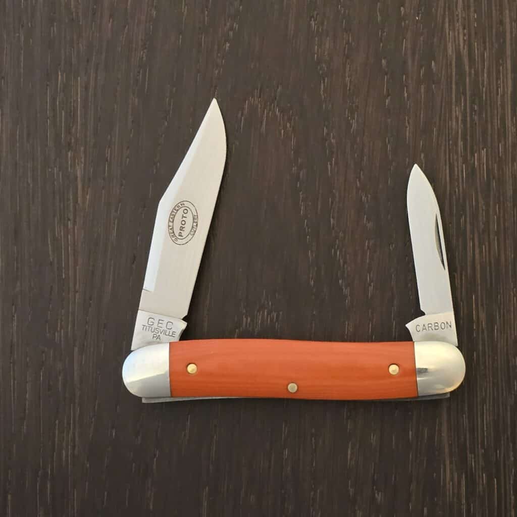 great eastern cutlery #661225 ember orange micarta prototype