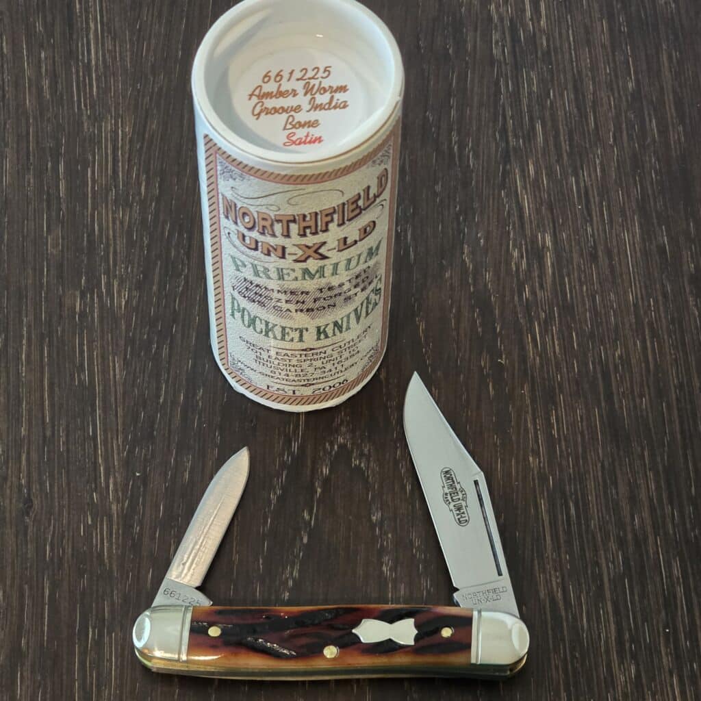 great eastern cutlery #661225 amber worm groove india bone satin