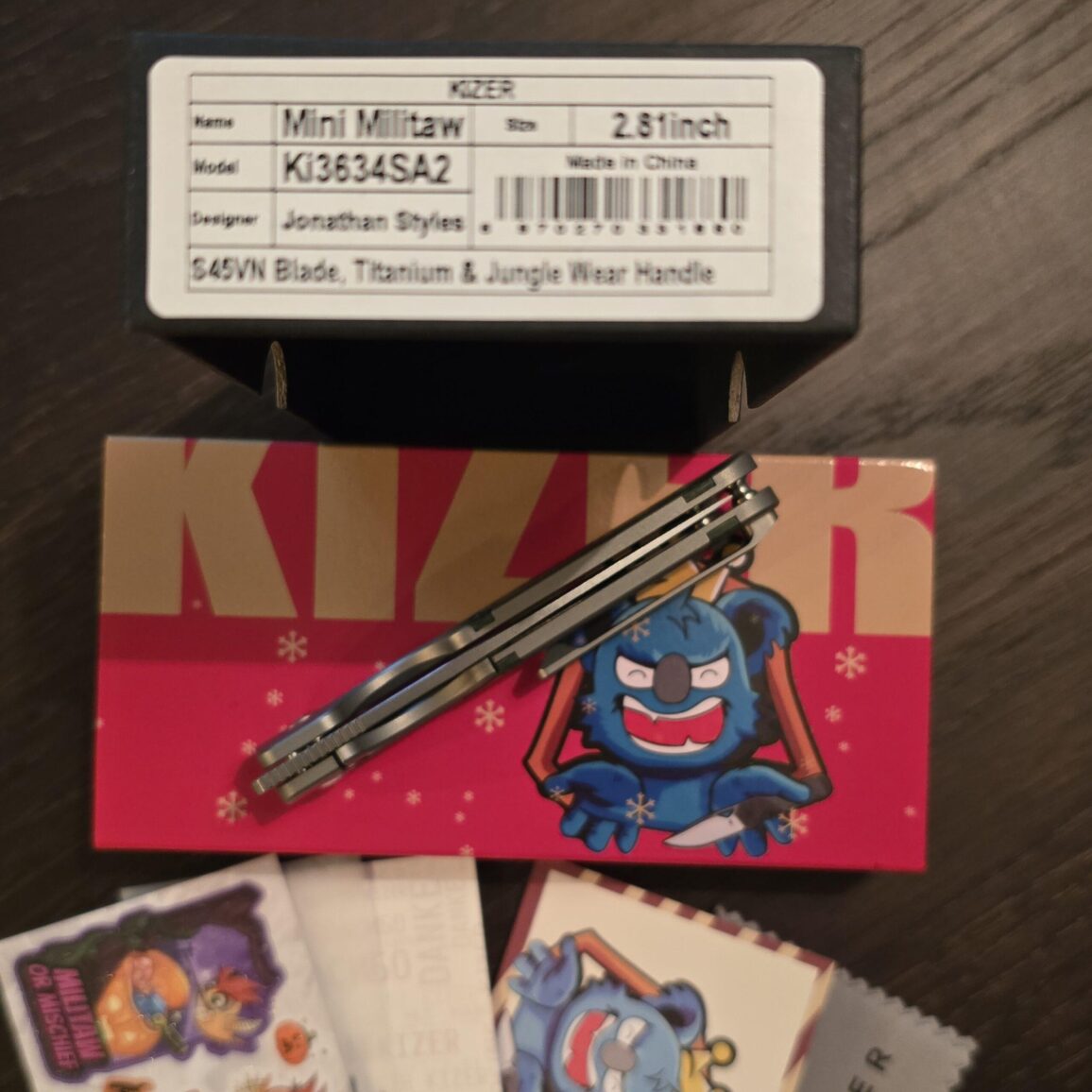 Kizer Mini Miltaw Ki3634SA2 in S45VN, Titanium and Jungle Wear For