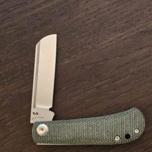 KANSEPT Bevy Slip Joint Knife Green Micarta Handle (2.9'' 154CM Blade)Nick Swan Design-T2026F2 knife for sale