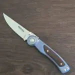1990s G. SAKAI SEKI JAPAN LEVER LOCK in Blue Anadized Titanium and Rosewood and AUS8 6154965 knife for sale