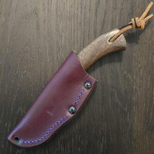 Hitch + Timber Camp Knife Walnut scales, dark acid-washed 1095 Brass pin/lanyard tube knife for sale