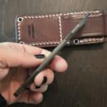L.T. Wright Handcrafted Knives fixed blade knife in Canvas Micarta and A2 drop point blade 10¼" OAL full tang with the lined lanyard hole and brown leather sheath with a belt loop knife for sale