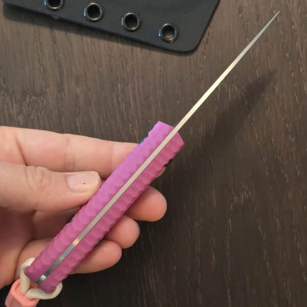 Waxed Wing Handmade Knives Chitin - Nitro V - pink honeycomb g10 - kydex sheath - glow Insurgent bead by Combat Beads / Griffin Co – gallery image 1