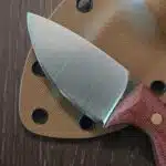 Pacheco Forge custom EDC - 80CRV2 - burlap micarta, red liners, brass pins - kydex sheath - one of a kind