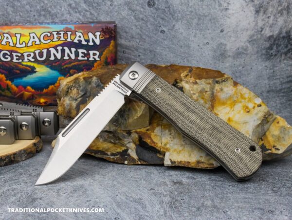 C. Risner Appalachian Ridgerunner: Green Canvas Micarta - Clip Point S90V – gallery image 1