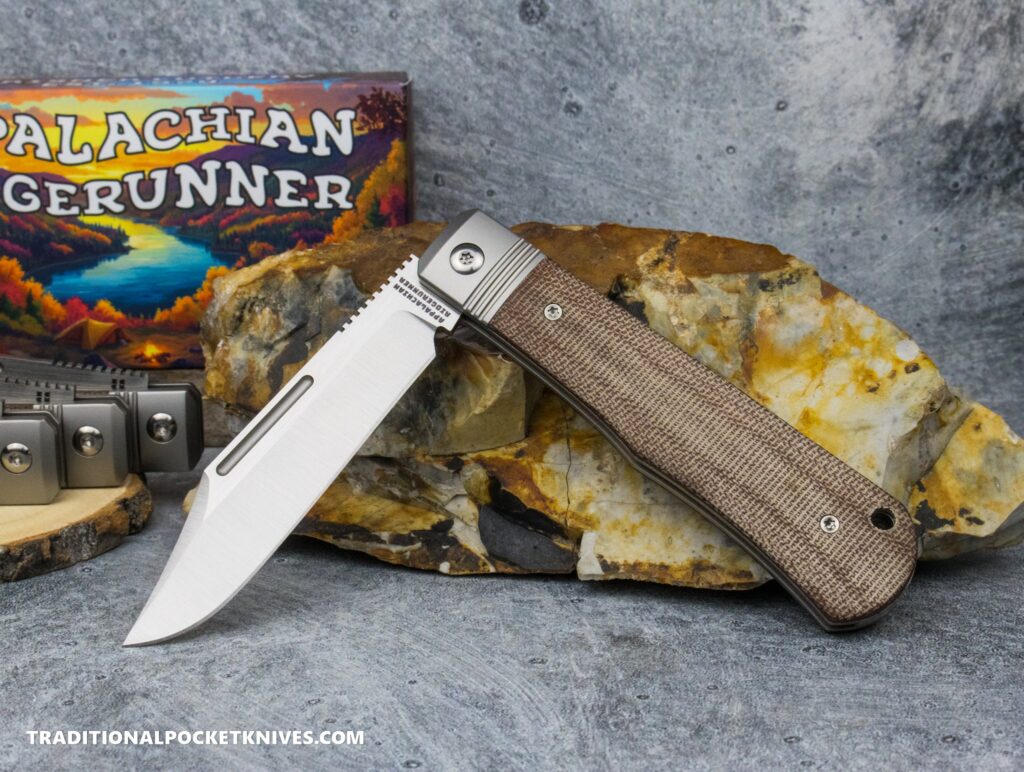 C. Risner Appalachian Ridgerunner: Natural Canvas Micarta - Clip Point S90V knife for sale