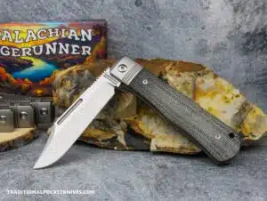 C. Risner Appalachian Ridgerunner: Black Canvas Micarta - Clip Point S90V knife for sale