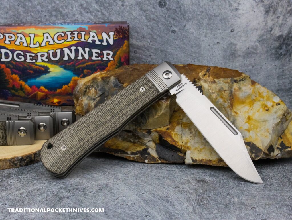 C. Risner Appalachian Ridgerunner: Green Canvas Micarta - Clip Point S90V – gallery image 4