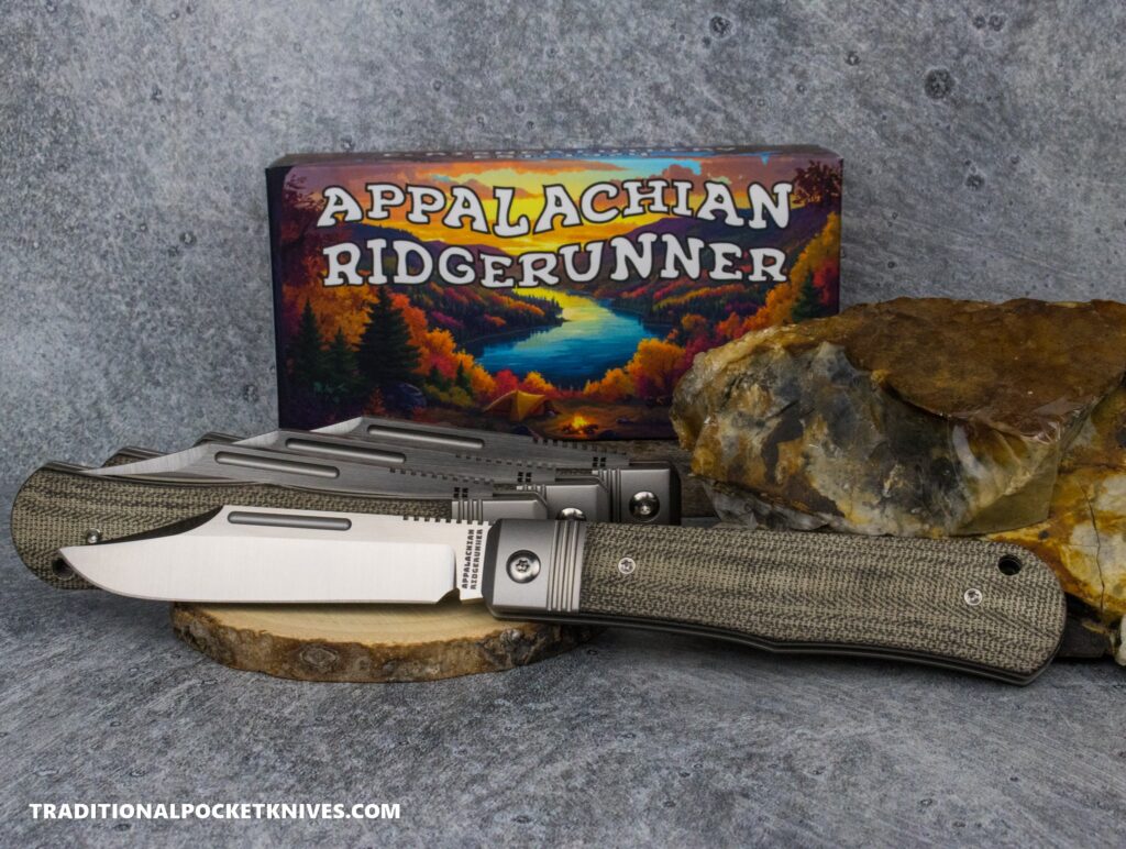C. Risner Appalachian Ridgerunner: Green Canvas Micarta - Clip Point S90V – gallery image 5