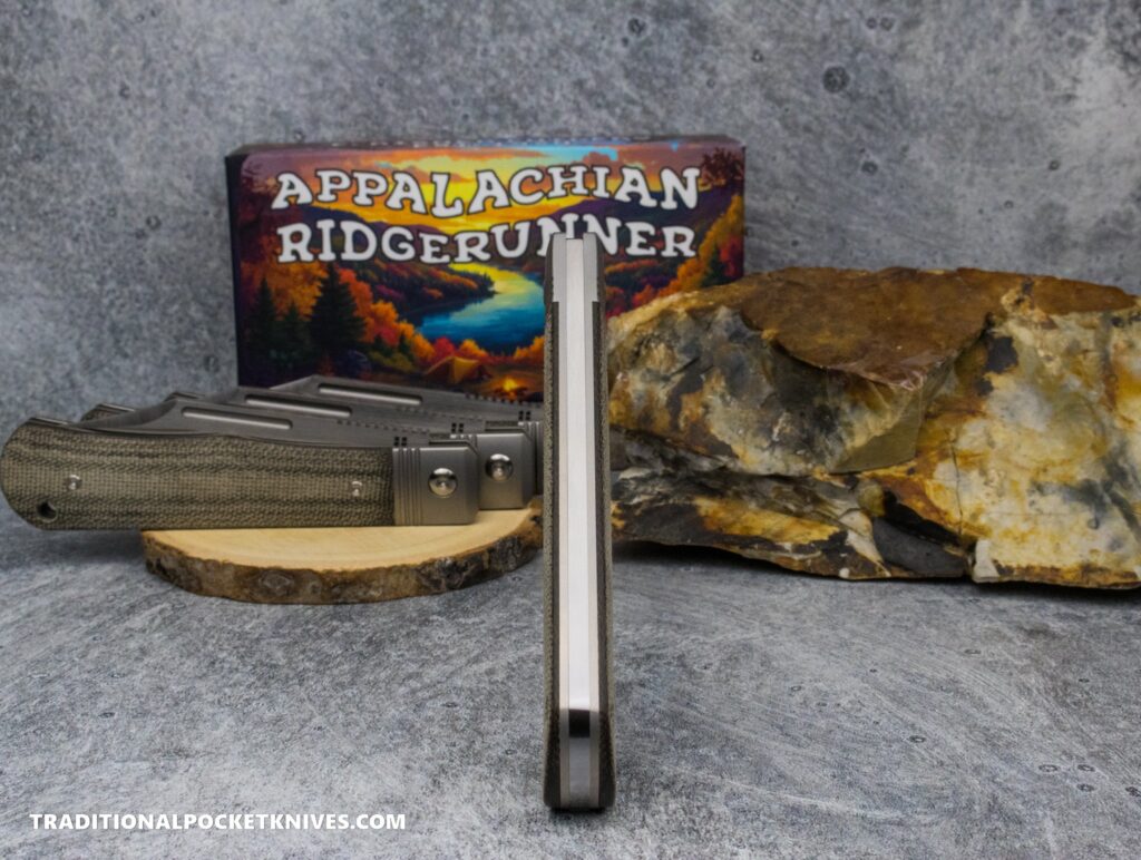 C. Risner Appalachian Ridgerunner: Green Canvas Micarta - Clip Point S90V – gallery image 3