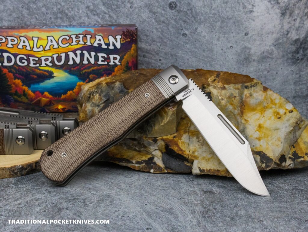 C. Risner Appalachian Ridgerunner: Natural Canvas Micarta - Clip Point S90V knife for sale