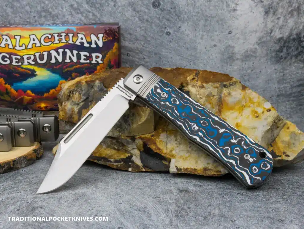 C. Risner Appalachian Ridgerunner: Fat Carbon Frost - Clip Point S90V knife for sale