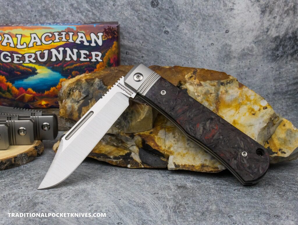 C. Risner Appalachian Ridgerunner: Fat Carbon Dark Matter Red - Clip Point S90V knife for sale