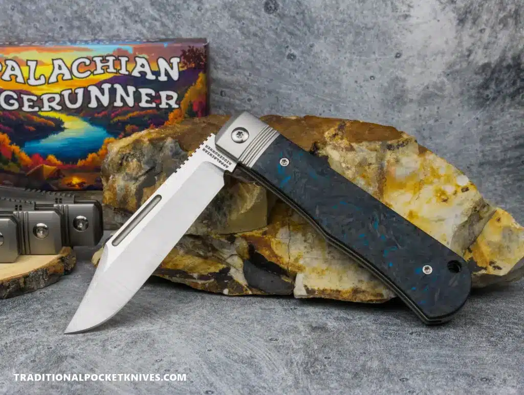 C. Risner Appalachian Ridgerunner: Fat Carbon Dark Matter Blue - Clip Point S90V knife for sale
