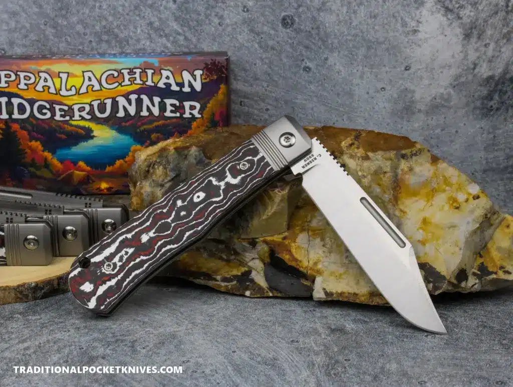 C. Risner Appalachian Ridgerunner: Fat Carbon Snow Fire - Clip Point S90V knife for sale