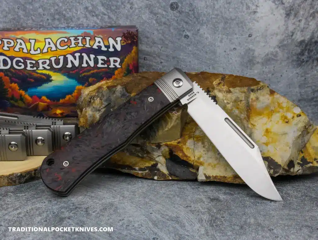 C. Risner Appalachian Ridgerunner: Fat Carbon Dark Matter Red - Clip Point S90V knife for sale