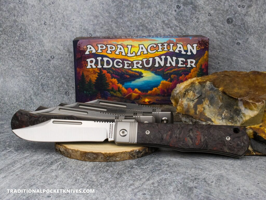 C. Risner Appalachian Ridgerunner: Fat Carbon Dark Matter Red - Clip Point S90V knife for sale