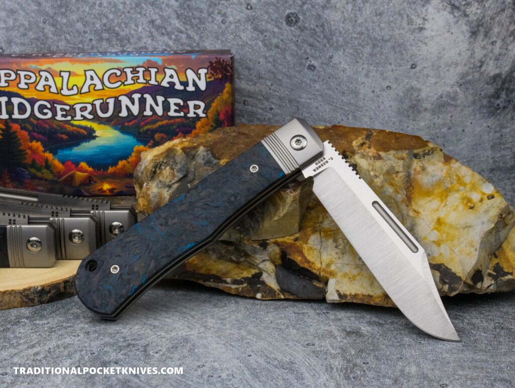C. Risner Appalachian Ridgerunner: Fat Carbon Dark Matter Blue - Clip Point S90V knife for sale