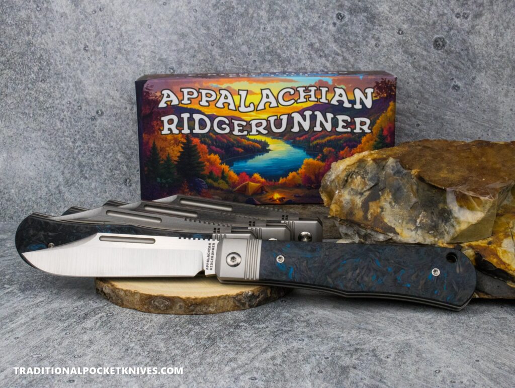 C. Risner Appalachian Ridgerunner: Fat Carbon Dark Matter Blue - Clip Point S90V knife for sale