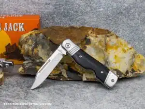 C. Risner Hot Brass Jack: Black Buffalo Horn - Clip Point 154CM knife for sale