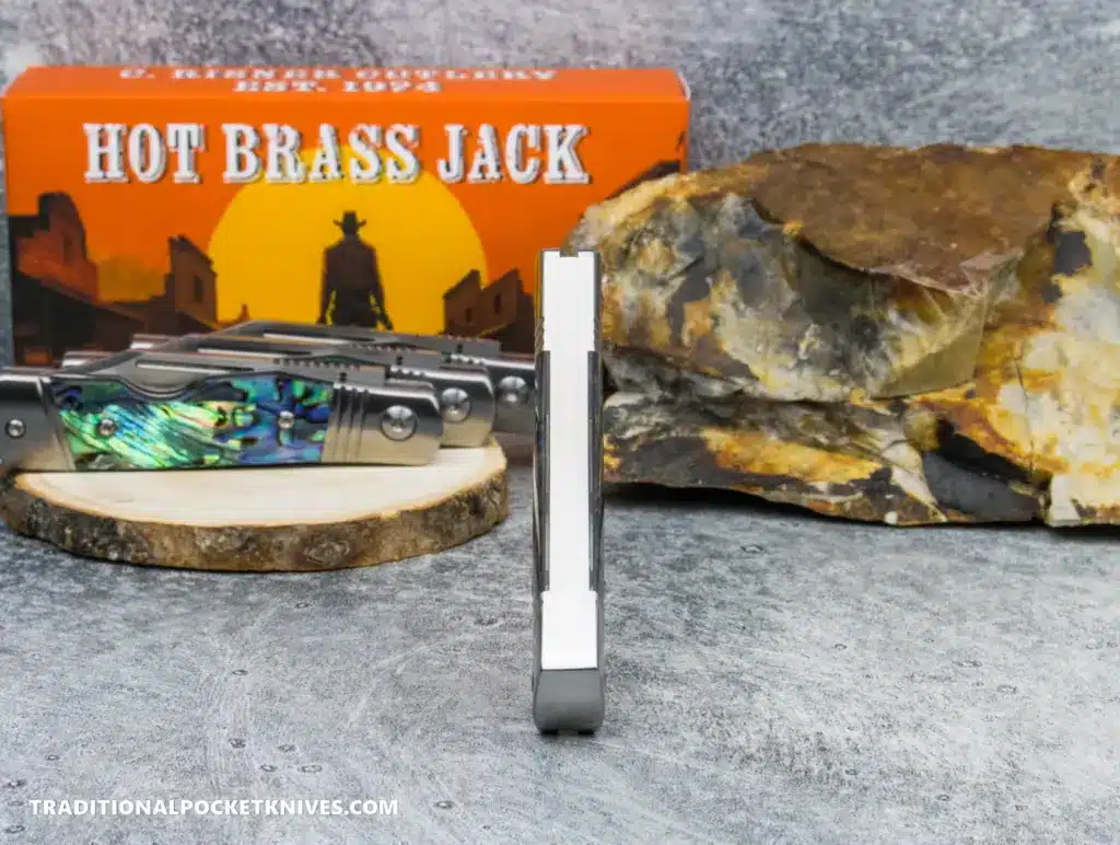 C. Risner Hot Brass Jack: Abalone - Clip Point 154CM – gallery image 3
