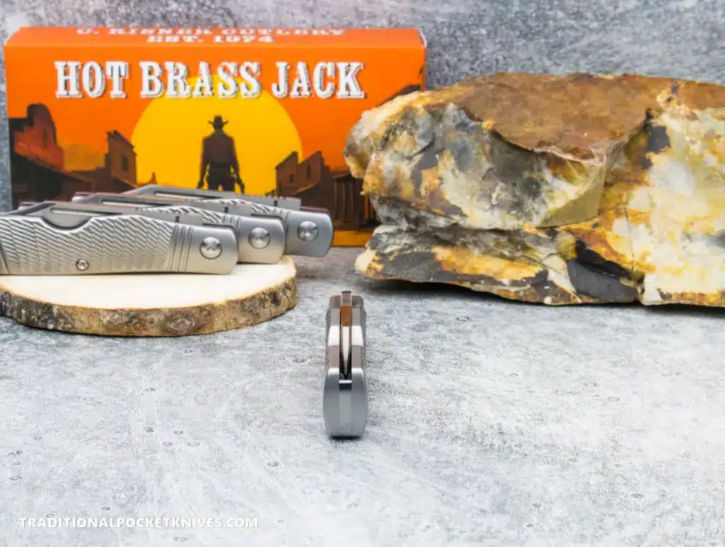 C. Risner Hot Brass Jack: Jigged Stainless Steel - Clip Point 154CM knife for sale