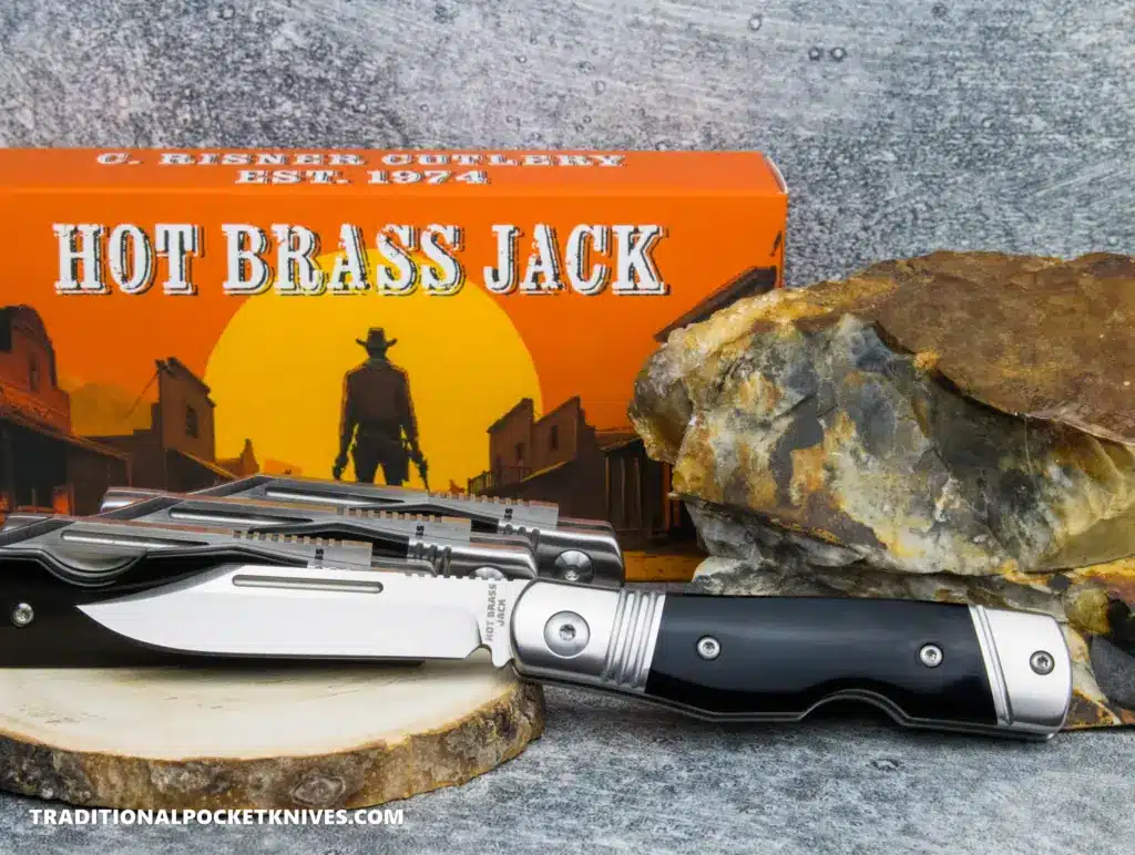 C. Risner Hot Brass Jack: Black Buffalo Horn - Clip Point 154CM – gallery image 5