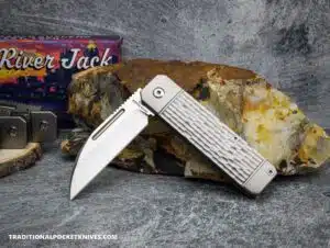 C. Risner Ohio River Jack: Jigged Titanium - Wharncliffe S90V knife for sale