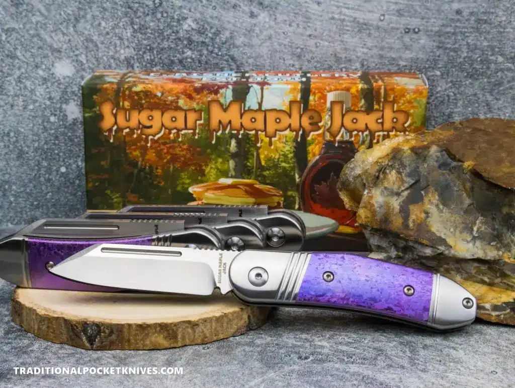 C. Risner Sugar Maple Jack: Purple Crystalized - Modified Sheepsfoot 154CM – gallery image 5