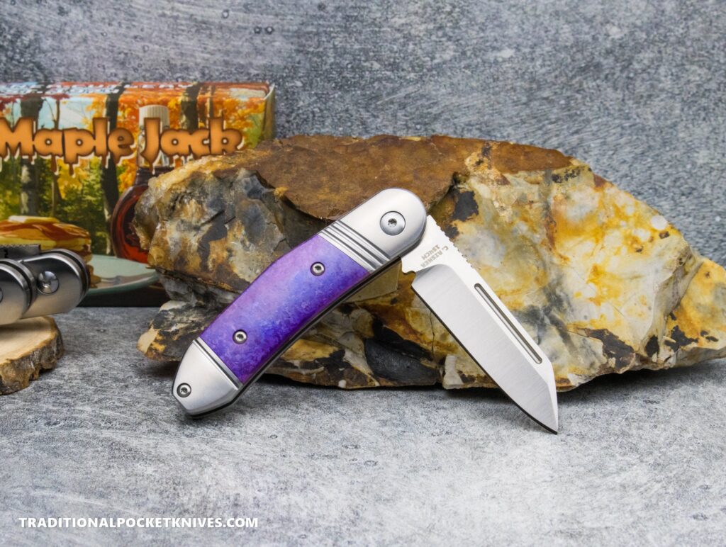 C. Risner Sugar Maple Jack: Purple Crystalized - Modified Sheepsfoot 154CM – gallery image 4