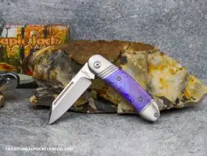 C. Risner Sugar Maple Jack: Purple Crystalized - Modified Sheepsfoot 154CM knife for sale