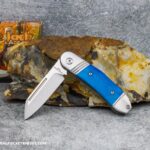 C. Risner Sugar Maple Jack: Smooth Blue Bone - Modified Sheepsfoot 154CM