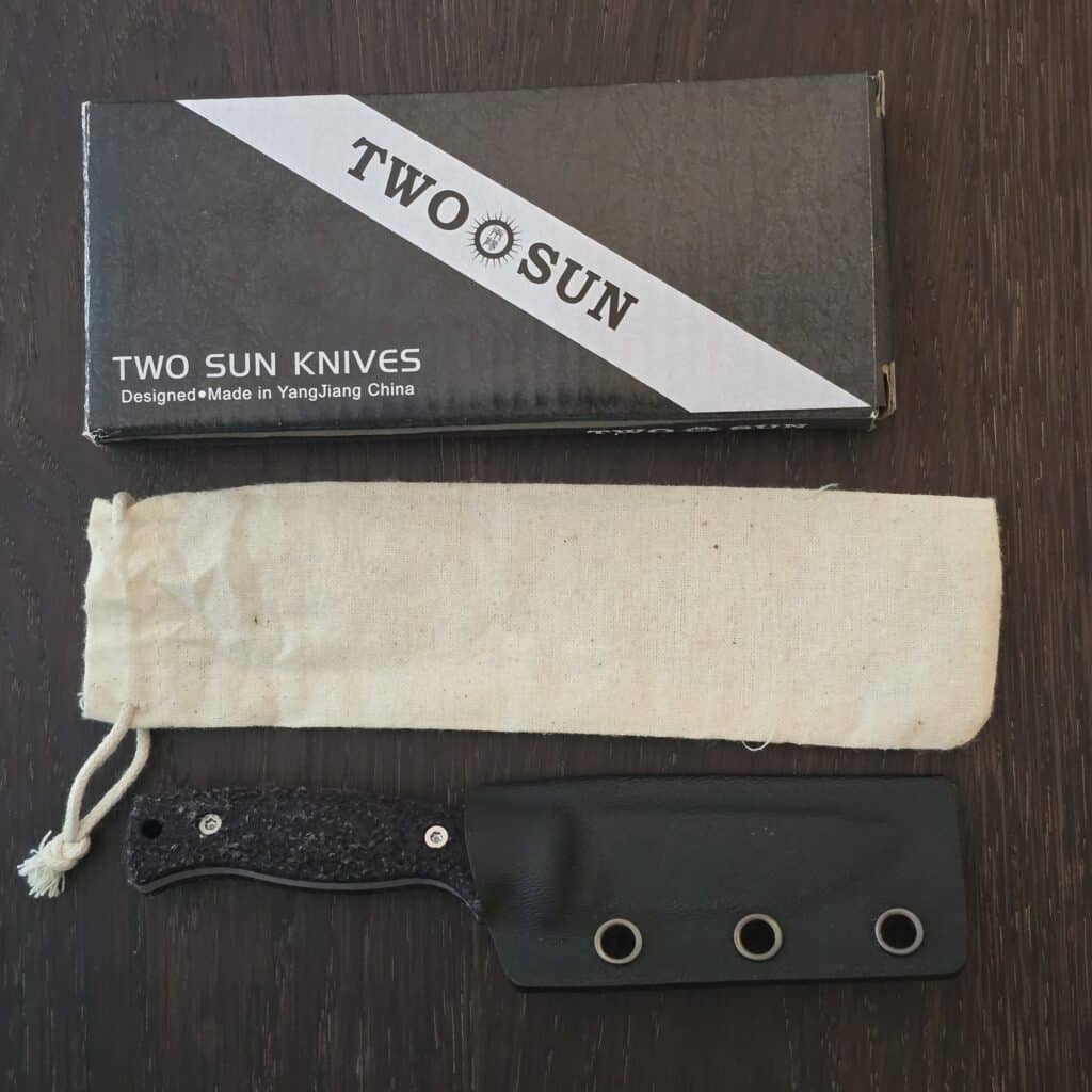 Two Sun Knives TS247 - M390 - raw micarta, black synthetic RIT dye - kydex sheath (some kydex rub on blade, otherwise brand new) – gallery image 4
