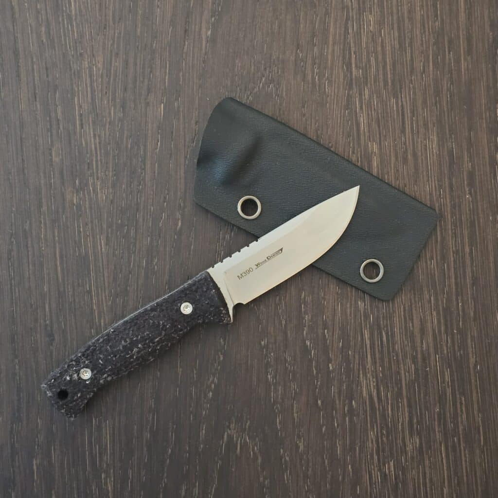 Two Sun Knives TS247 - M390 - raw micarta, black synthetic RIT dye - kydex sheath (some kydex rub on blade, otherwise brand new) – gallery image 3