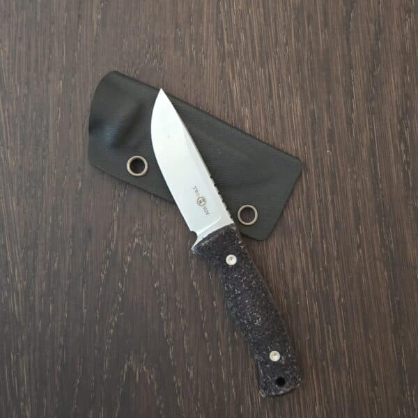 Two Sun Knives TS247 - M390 - raw micarta, black synthetic RIT dye - kydex sheath (some kydex rub on blade, otherwise brand new) – gallery image 1