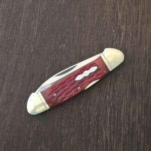 Rough Ryder Red Jigged Bone Locking Canoe knife for sale