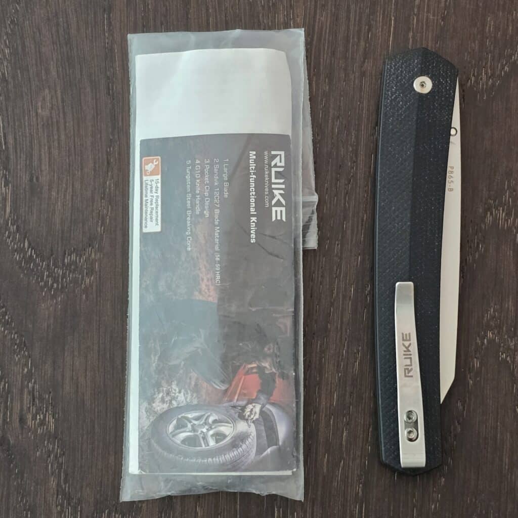 RUIKE Folding P865 Linerlock Pocket Knife Black G-10 Handle Wharncliffe P865-B – gallery image 4