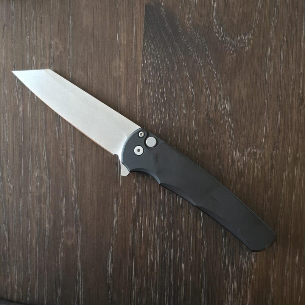 Protech DLT Malibu 1 Exclusive edition Solid Black Handle, Stonewash finish, M390 Reverse Tanto Blade, Plain Edge knife for sale