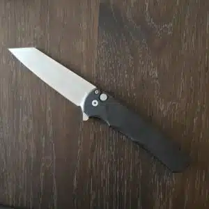 Protech DLT Malibu 1 Exclusive edition Solid Black Handle, Stonewash finish, M390 Reverse Tanto Blade, Plain Edge knife for sale