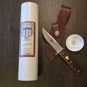 Great Eastern Cutlery #H10125 Carbon Steel Guard Hunter with Sheath in Antique Yellow Jigged Bone knife for sale