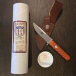 Great Eastern Cutlery #H10125 Carbon Steel Guard Hunter with Sheath in Jigged Orange Linen Micarta