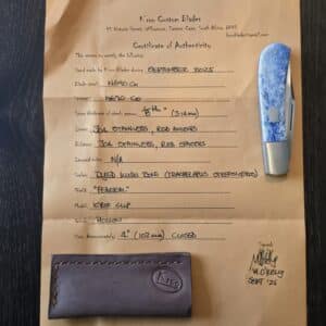 K'Roo Custom Clip in Dyed Kudu Bone &N690 Created 09/2025 by W. O'Kelly knife for sale