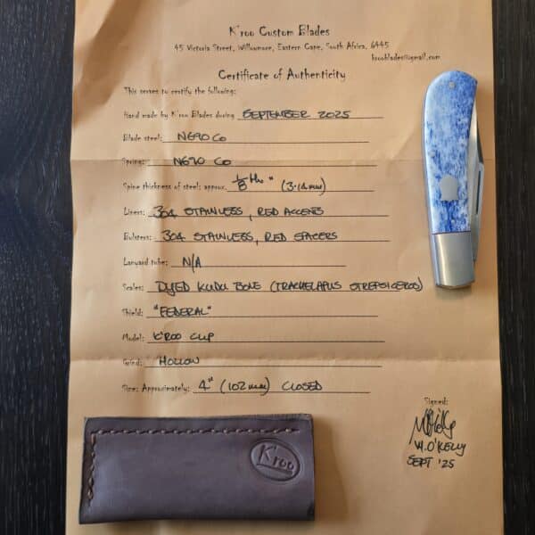 K'Roo Custom Clip in Dyed Kudu Bone &N690 Created 09/2025 by W. O'Kelly – gallery image 1