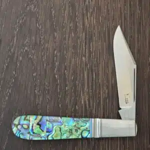 K'Roo Custom Clip Point Barlow in "Chaos Shell" Abalone and RWL 34 Created 09/2025 by W. O'Kelly knife for sale