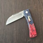 K'Roo Custom Eagle Chunky Frank in Dyed Karelian Burch Burl and N690 Created 10/2025 by W. O'Kelly knife for sale