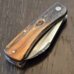 K'Roo Custom Chunky Frank in Dyed Karelian Burch Burl and N690 Created 10/2025 by W. O'Kelly knife for sale