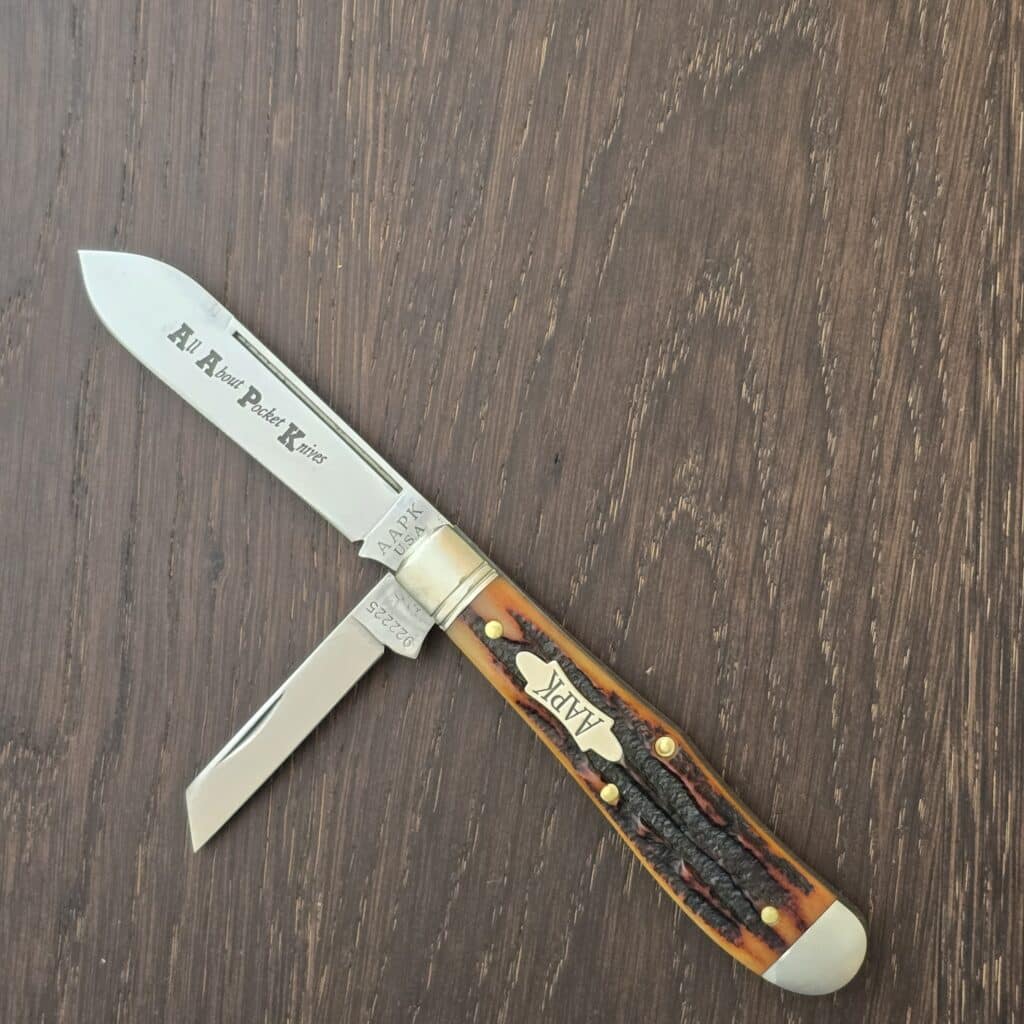 Great Eastern Cutlery #922225 Amber Carved Stag Bone SFO fo AAPK knife for sale