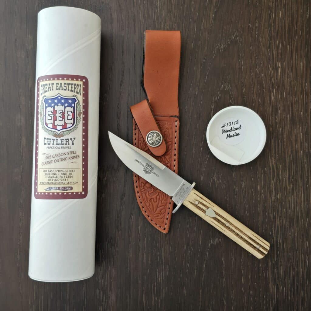 GEC Fixed Blade H10118 Woodland Muslin Micarta knife for sale